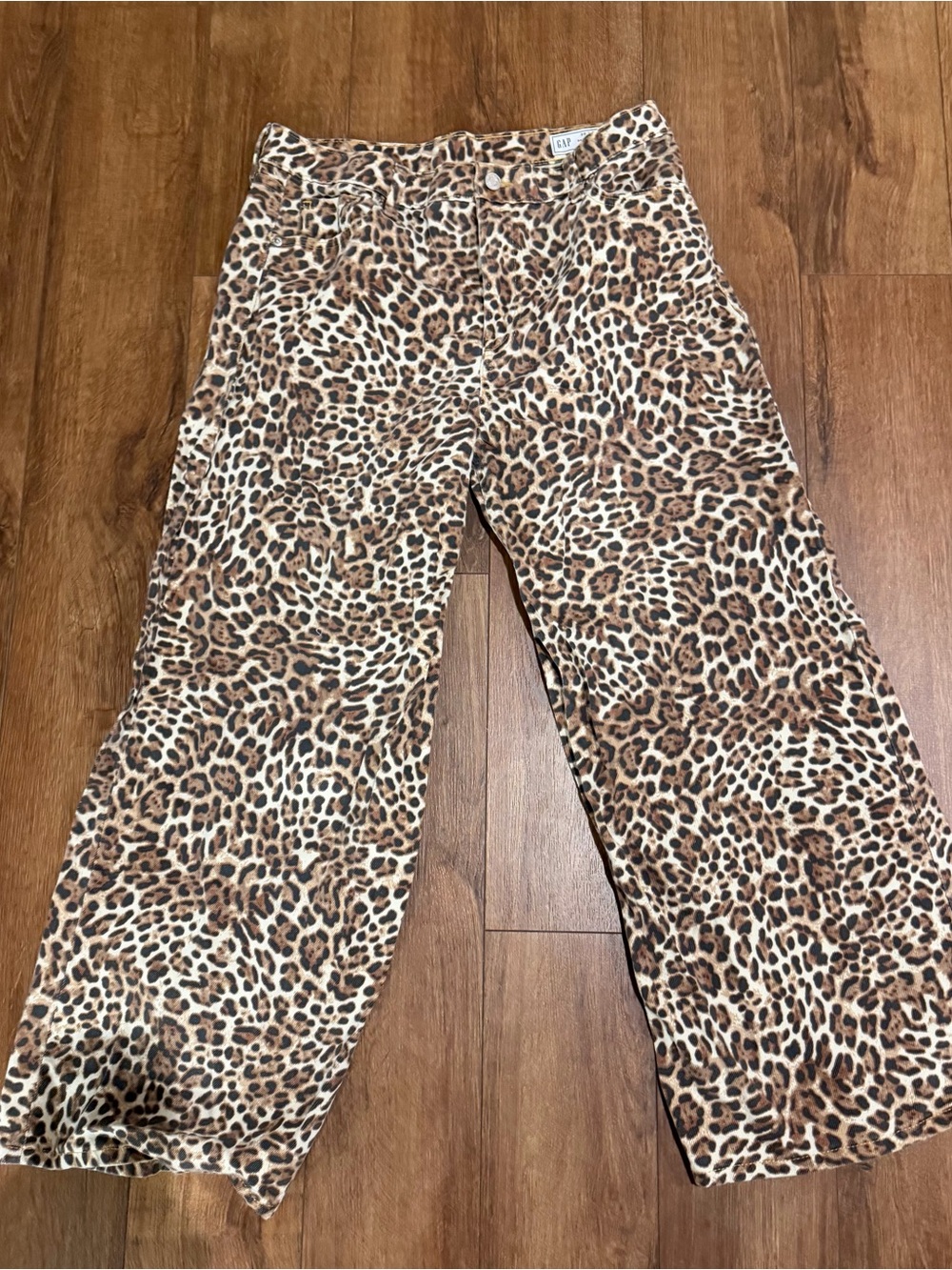 GAP baggy mid rise Leopard Print Wide-Leg pants